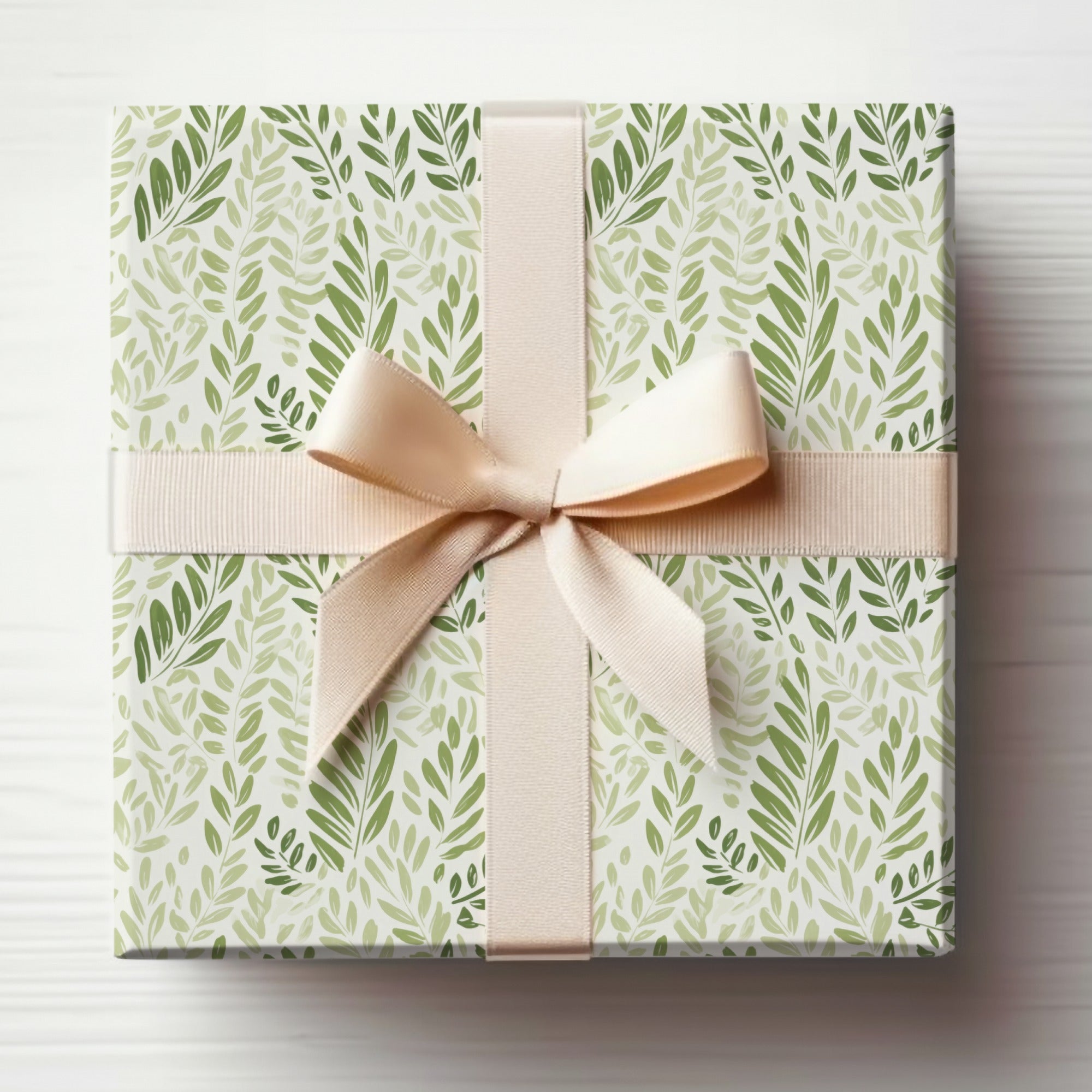 Elegant Leaf Pattern Gift Box with Ribbon