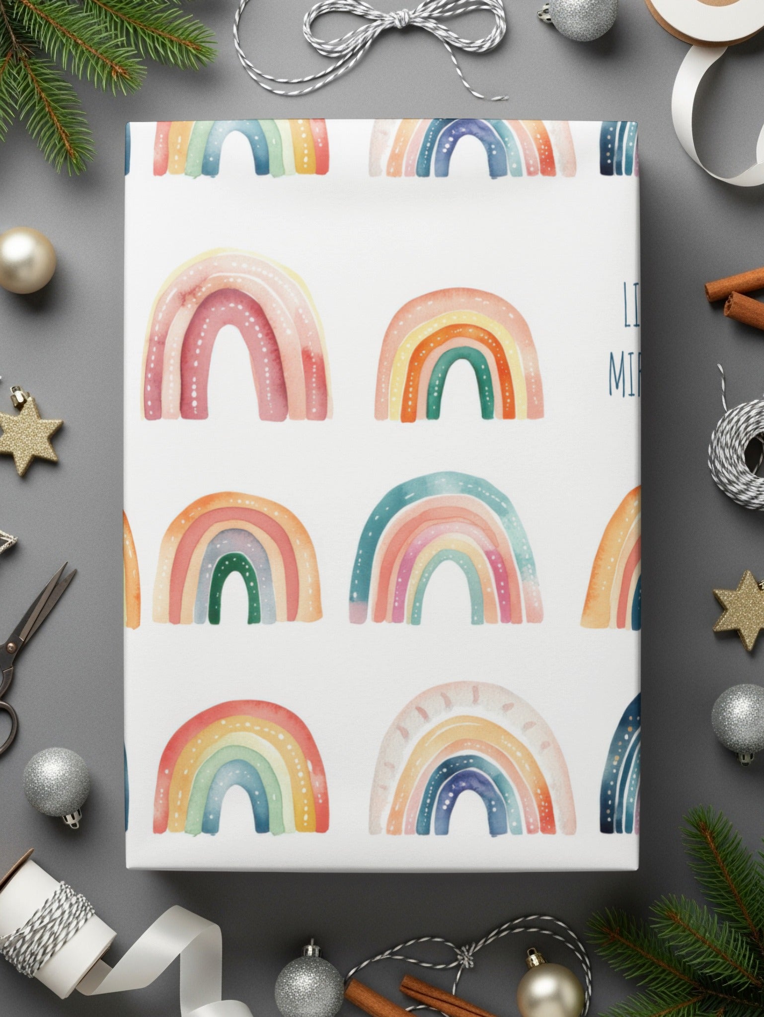 Vibrant Rainbow Theme Christmas Gift Wrap Paper