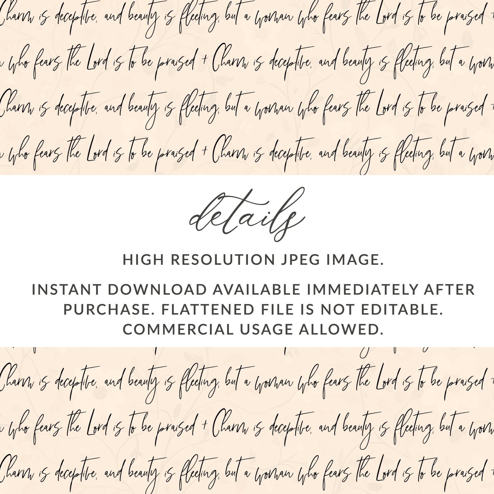 High Resolution JPEG Image with Instant Download Option