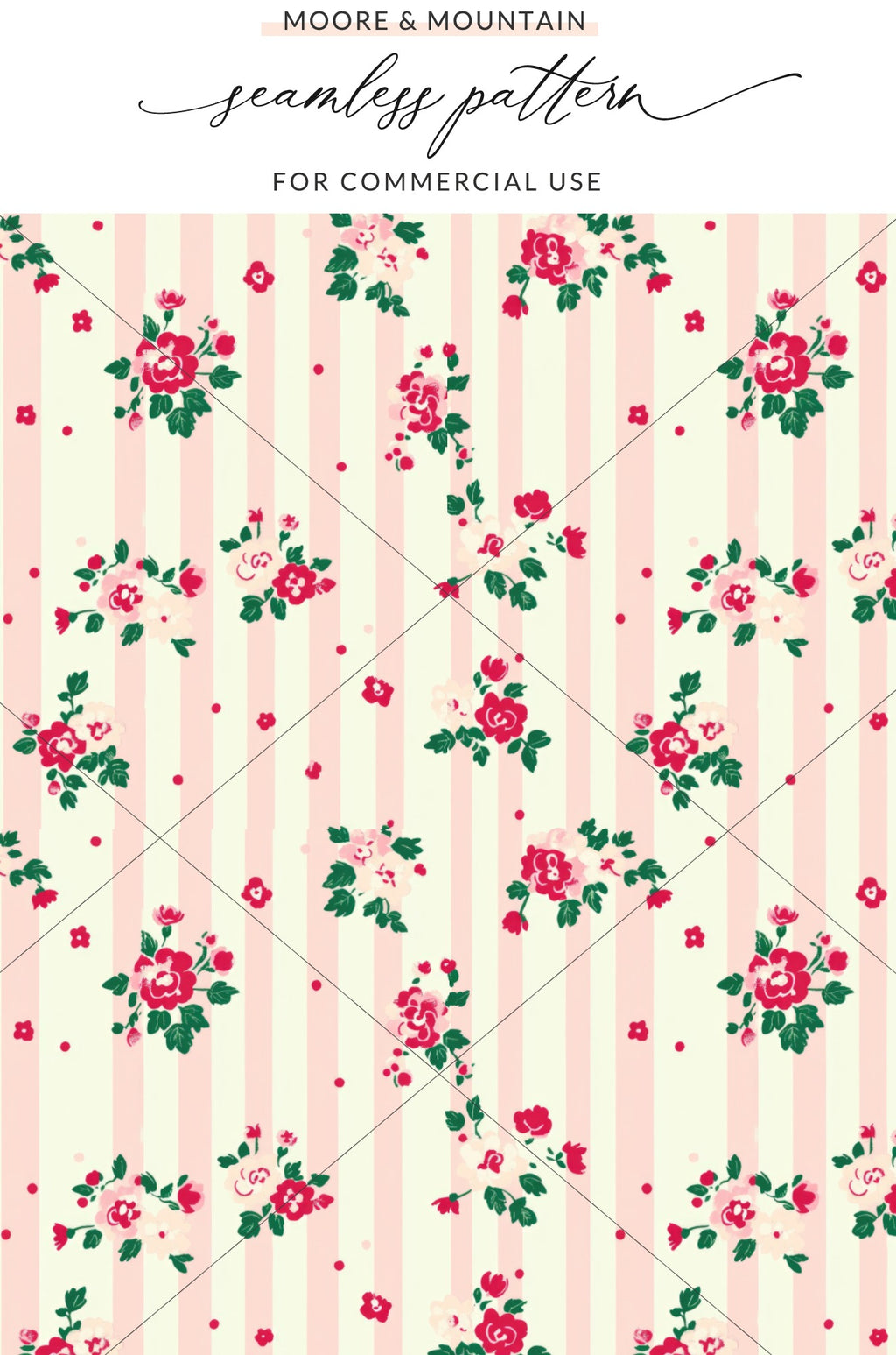 Floral Striped Seamless Pattern for Commercial Use