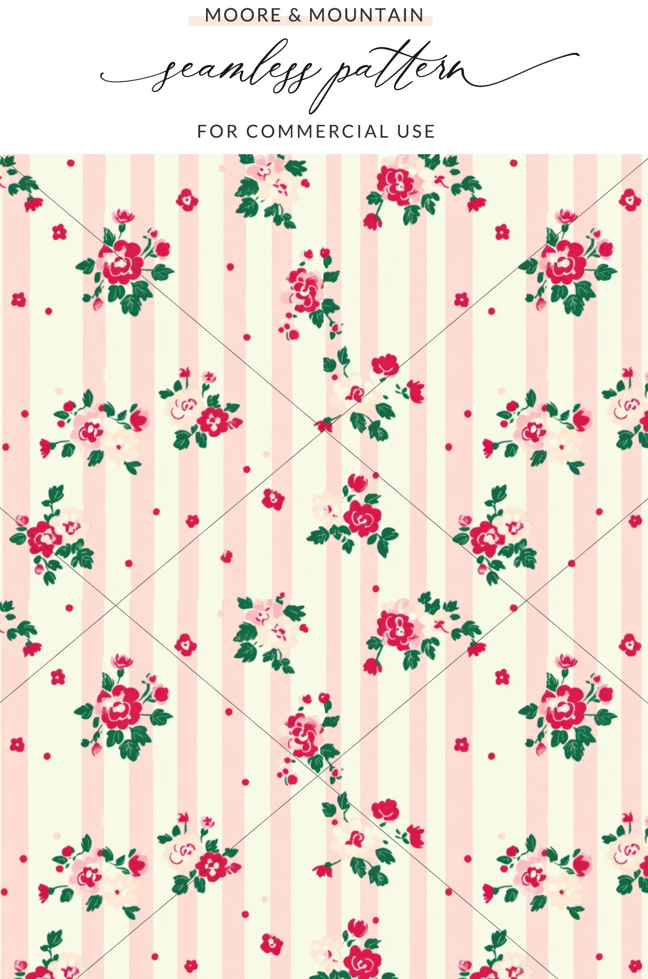 Floral Striped Seamless Pattern for Commercial Use