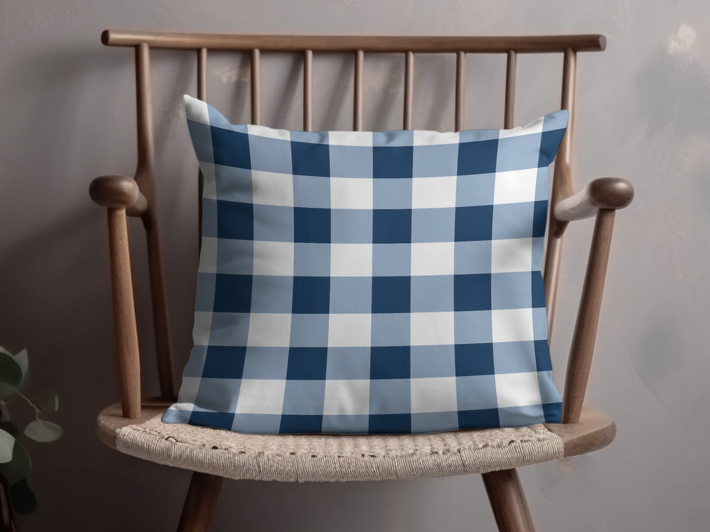 Blue and White Checked Decorative Cushion Pillow