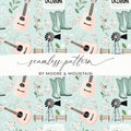 Oklahoma Country Music and Windmill Seamless Pattern