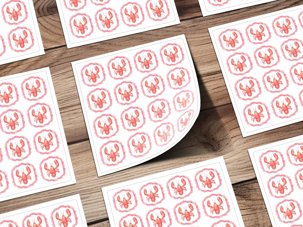 Red Lobster Watercolor Illustration Sticker Sheets product type