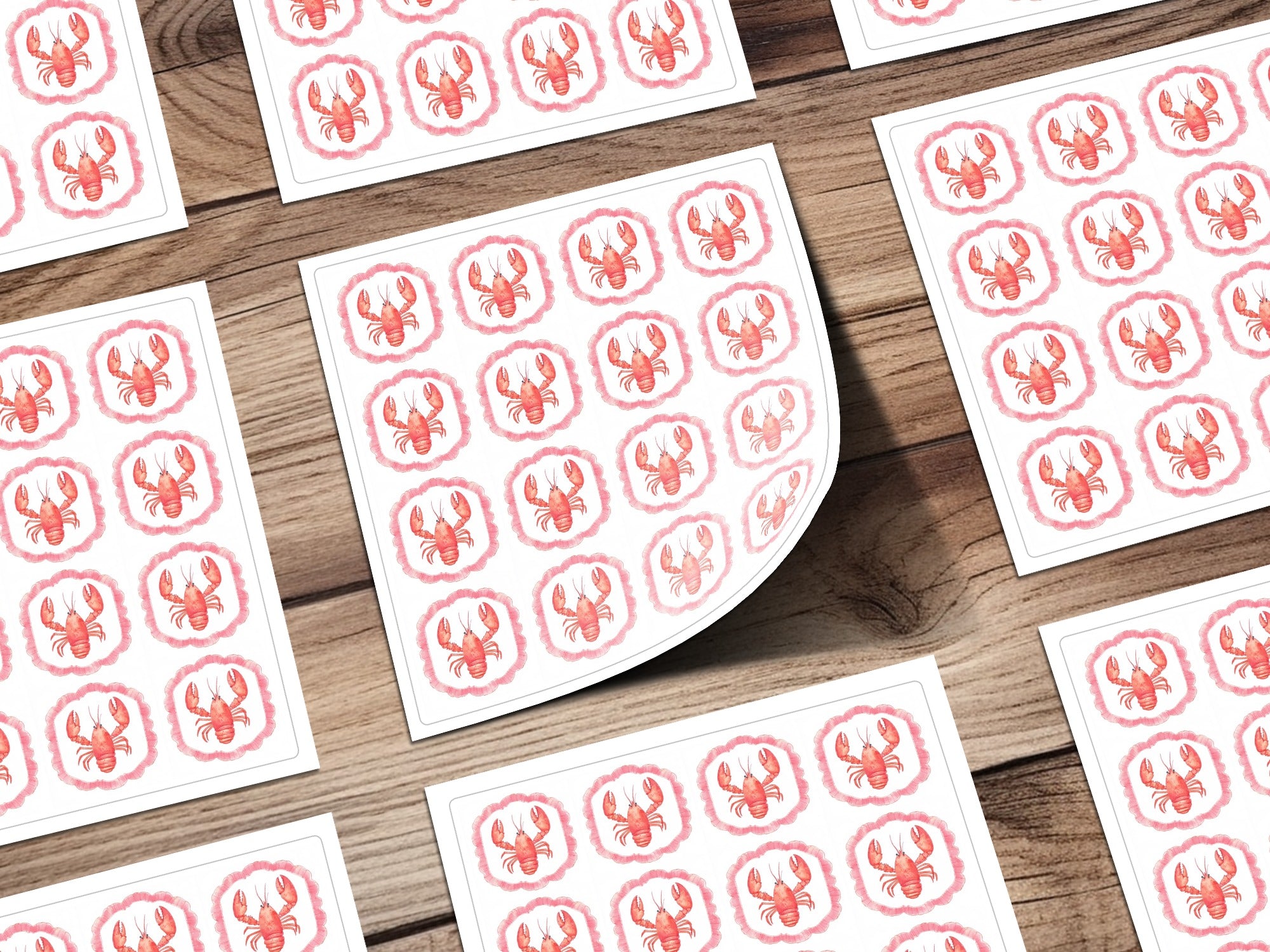 Red Lobster Watercolor Illustration Sticker Sheets product type