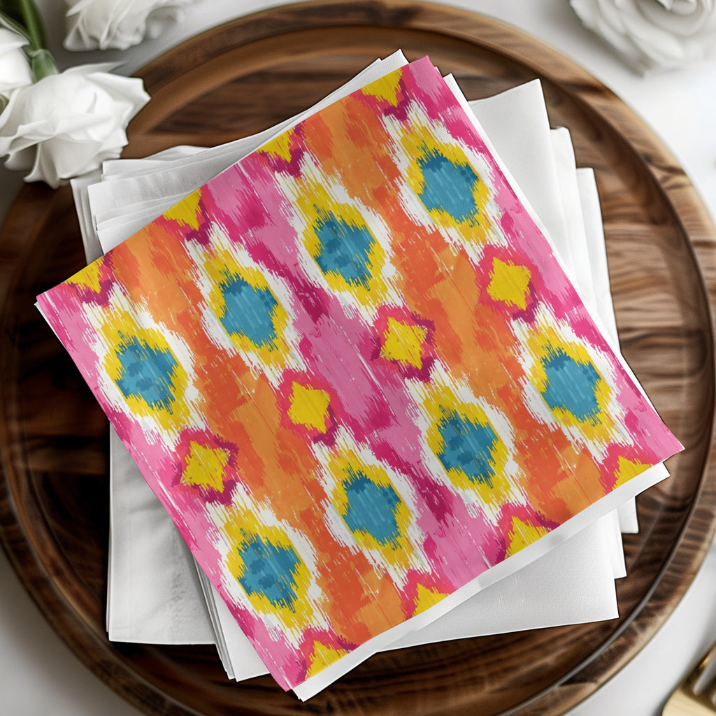 Vibrant Geometric Pattern on Decorative Paper Napkins