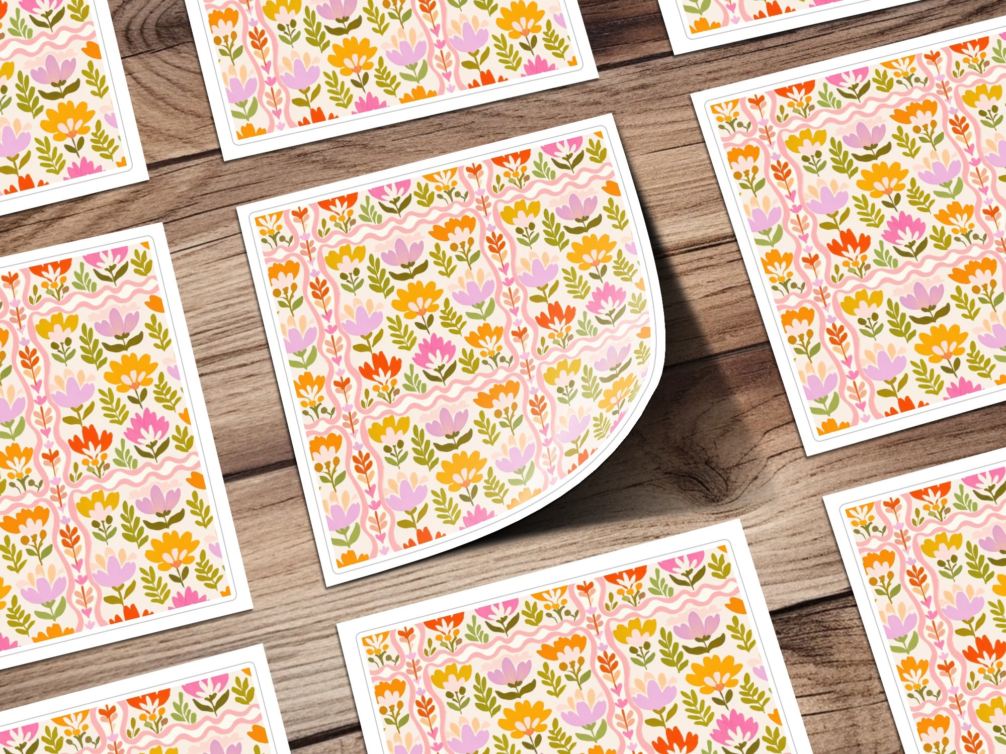 Colorful Floral Patterned Stickers Perfect for Decorations