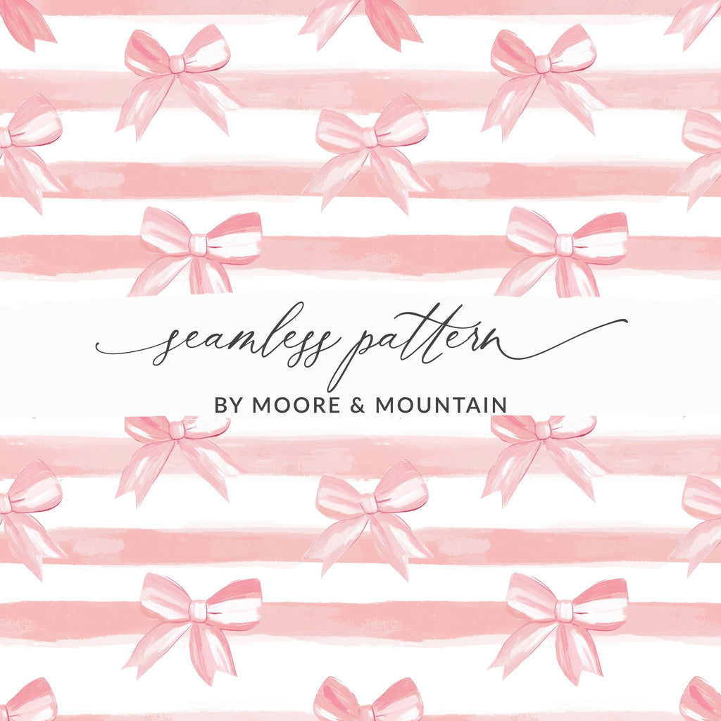 Pink Bow and Stripe Seamless Pattern Design for Crafting