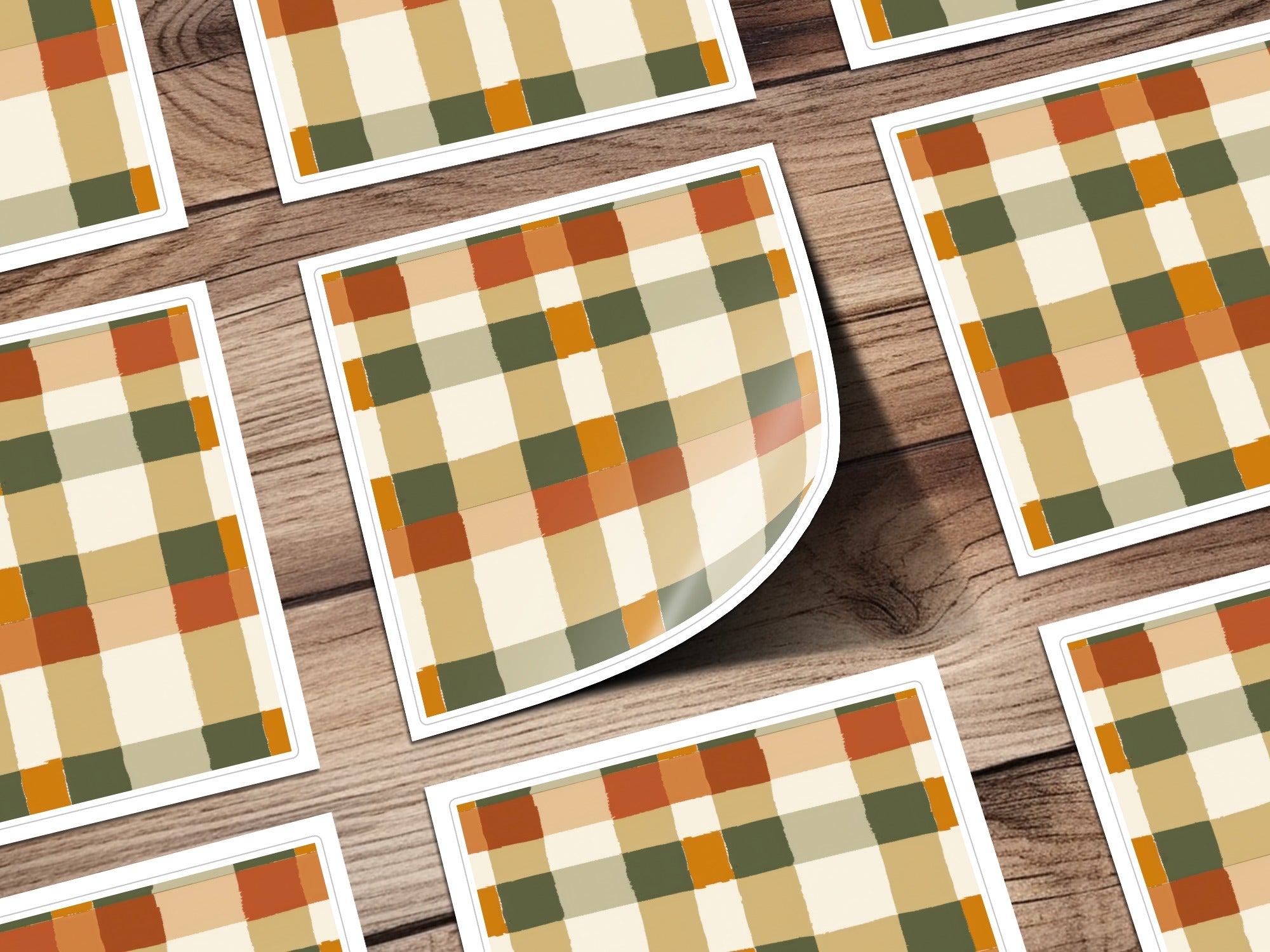 Colorful Plaid Pattern Sticker for Versatile Craft Projects