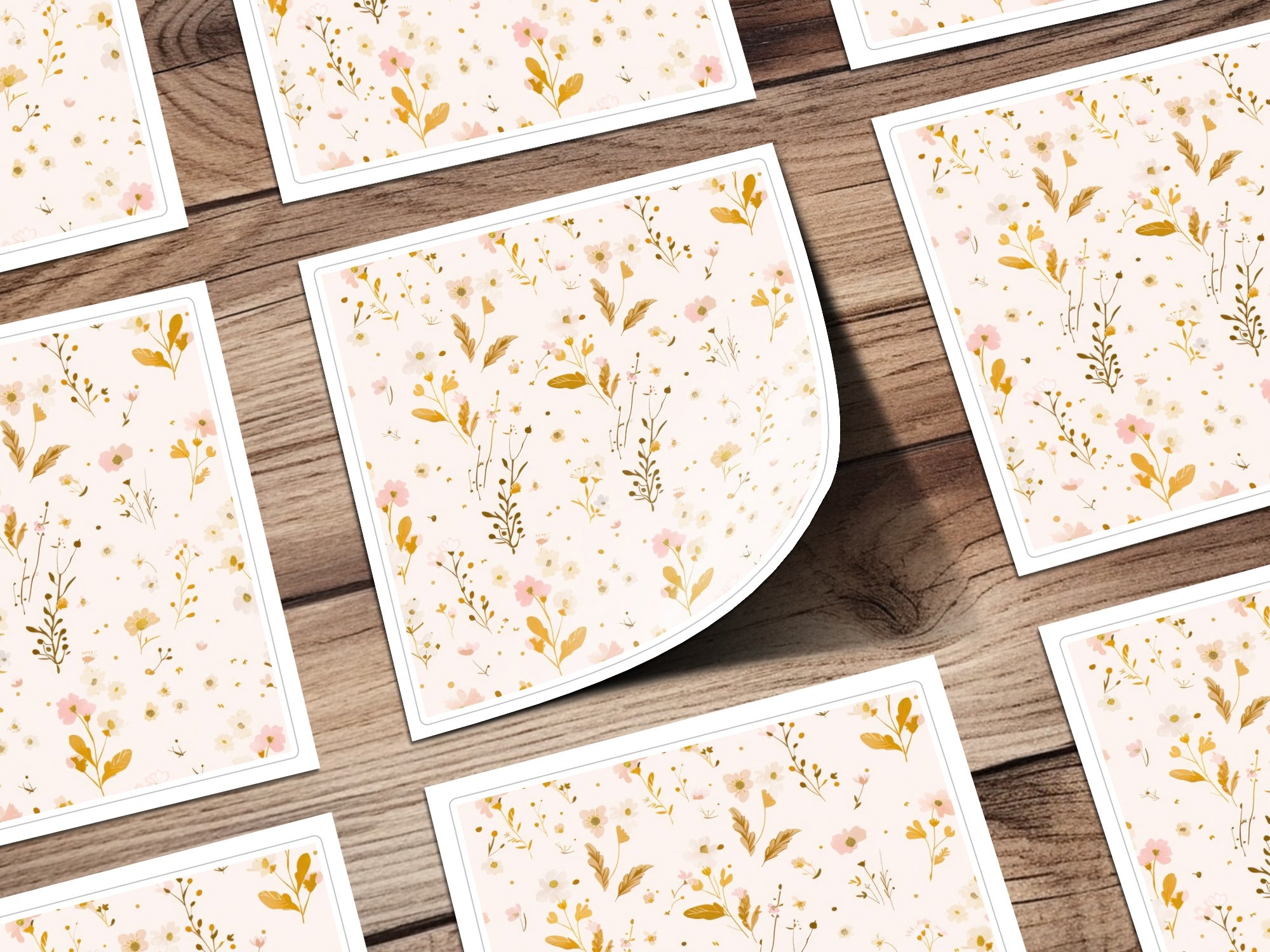 Delicate Floral Pattern Blank Greeting Cards Set