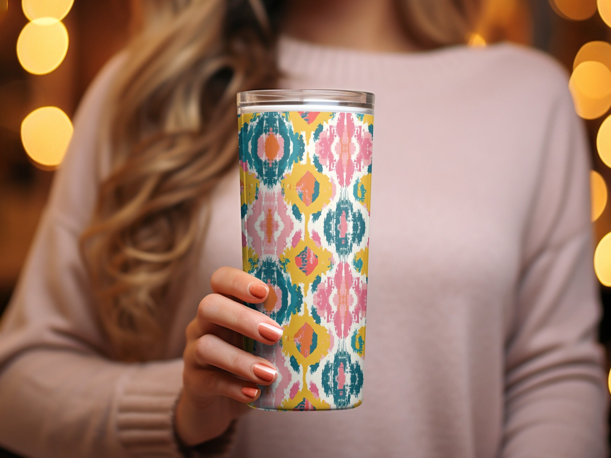 Colorful Abstract Patterned Insulated Travel Tumbler