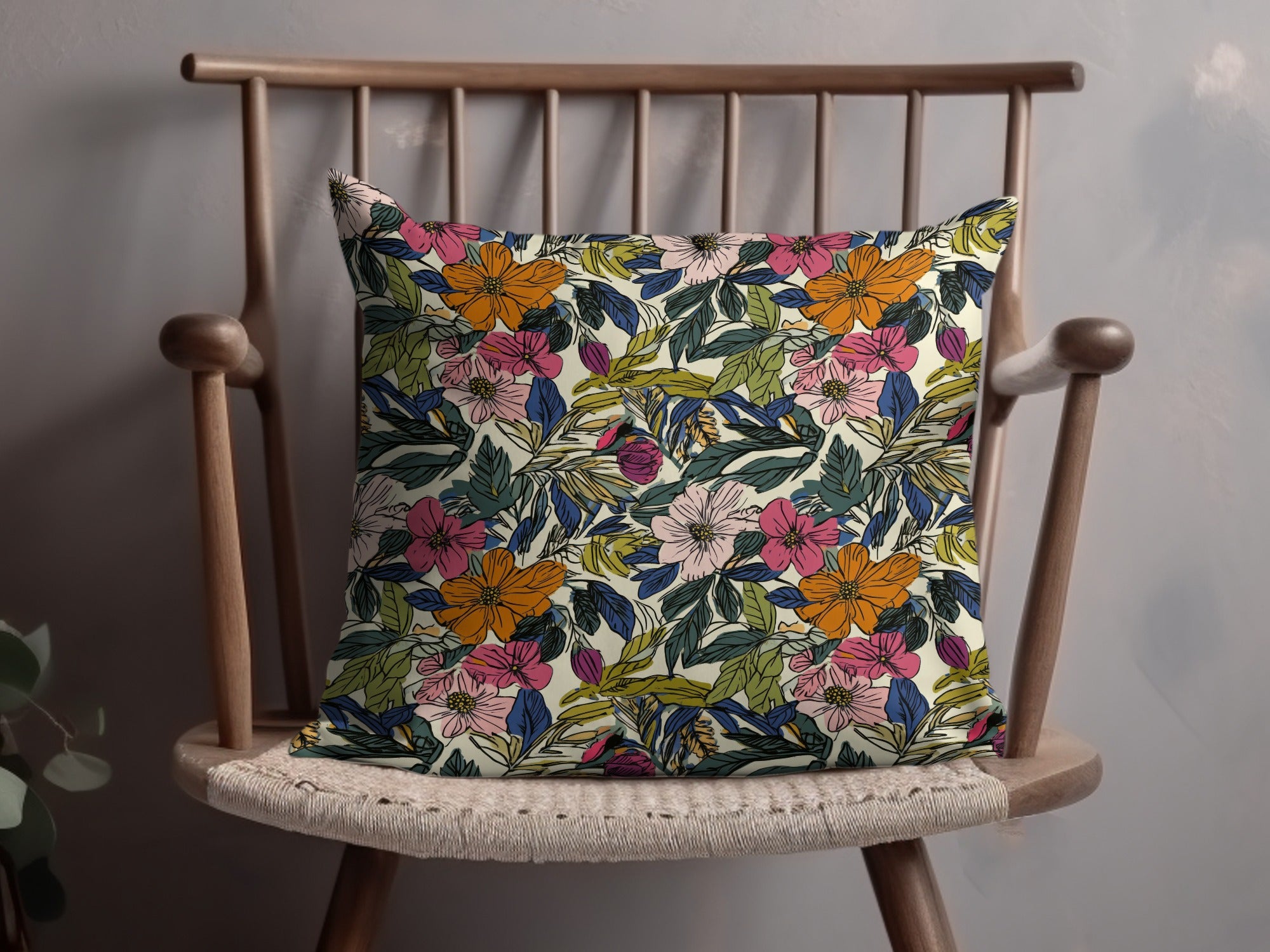 Vibrant Floral Pattern Cushion for Stylish Living Spaces