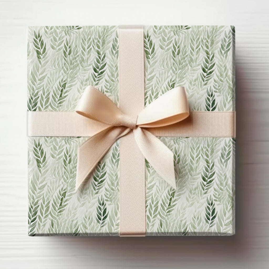 Elegant Leafy Design Gift Box with Ribbon Bow
