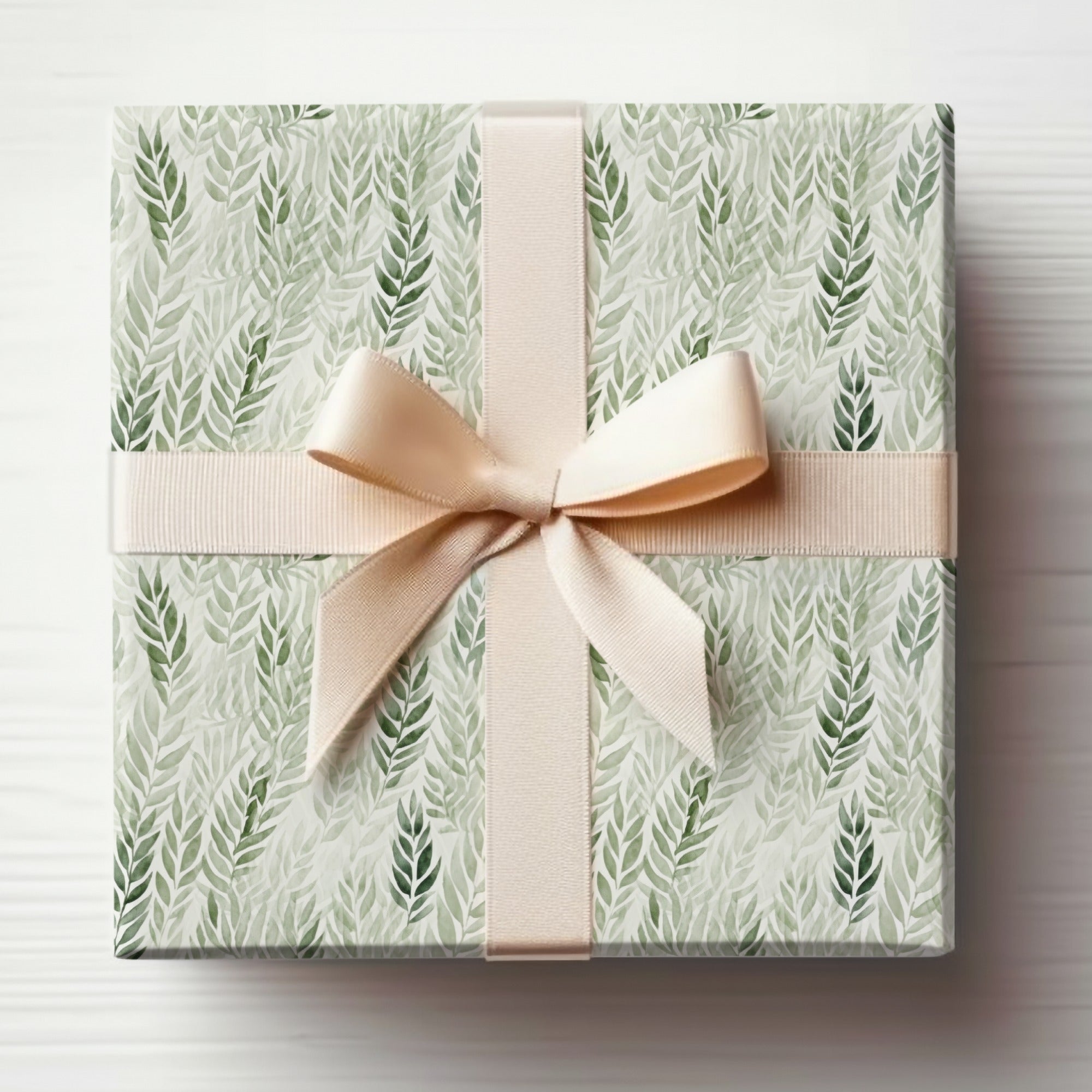 Elegant Leafy Design Gift Box with Ribbon Bow