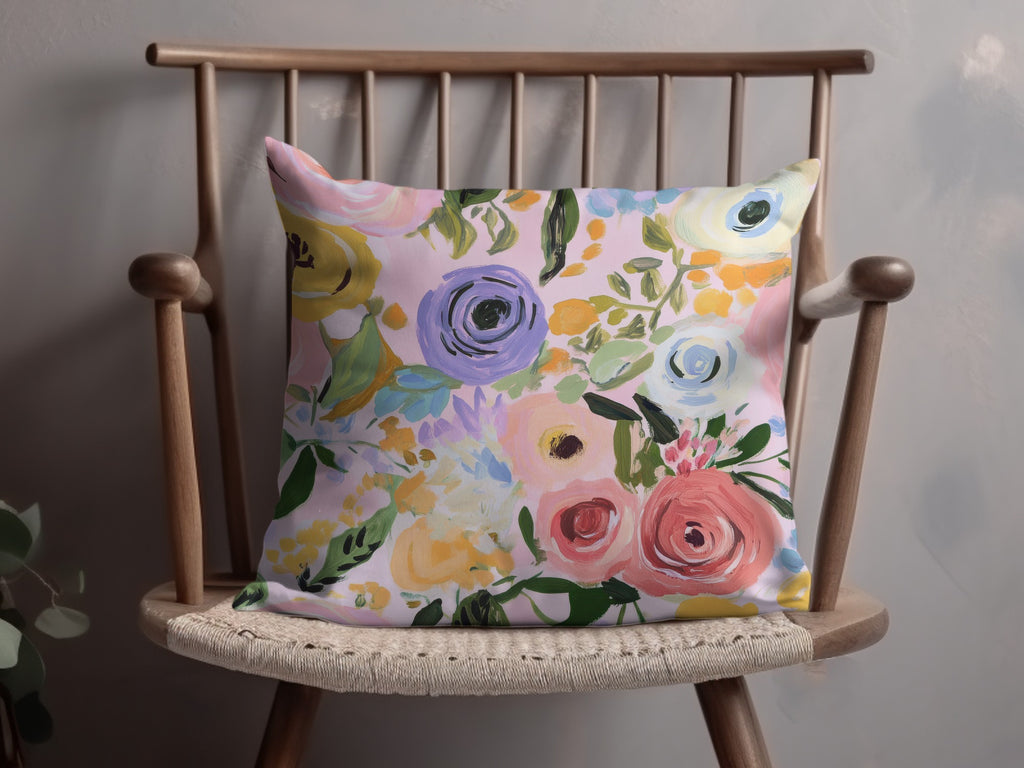 Pink Seamless Pattern, Modern Gouache Painted Floral Digital Paper, Abstract Floral Print, Roses Digital Product, Flower Fabric Design