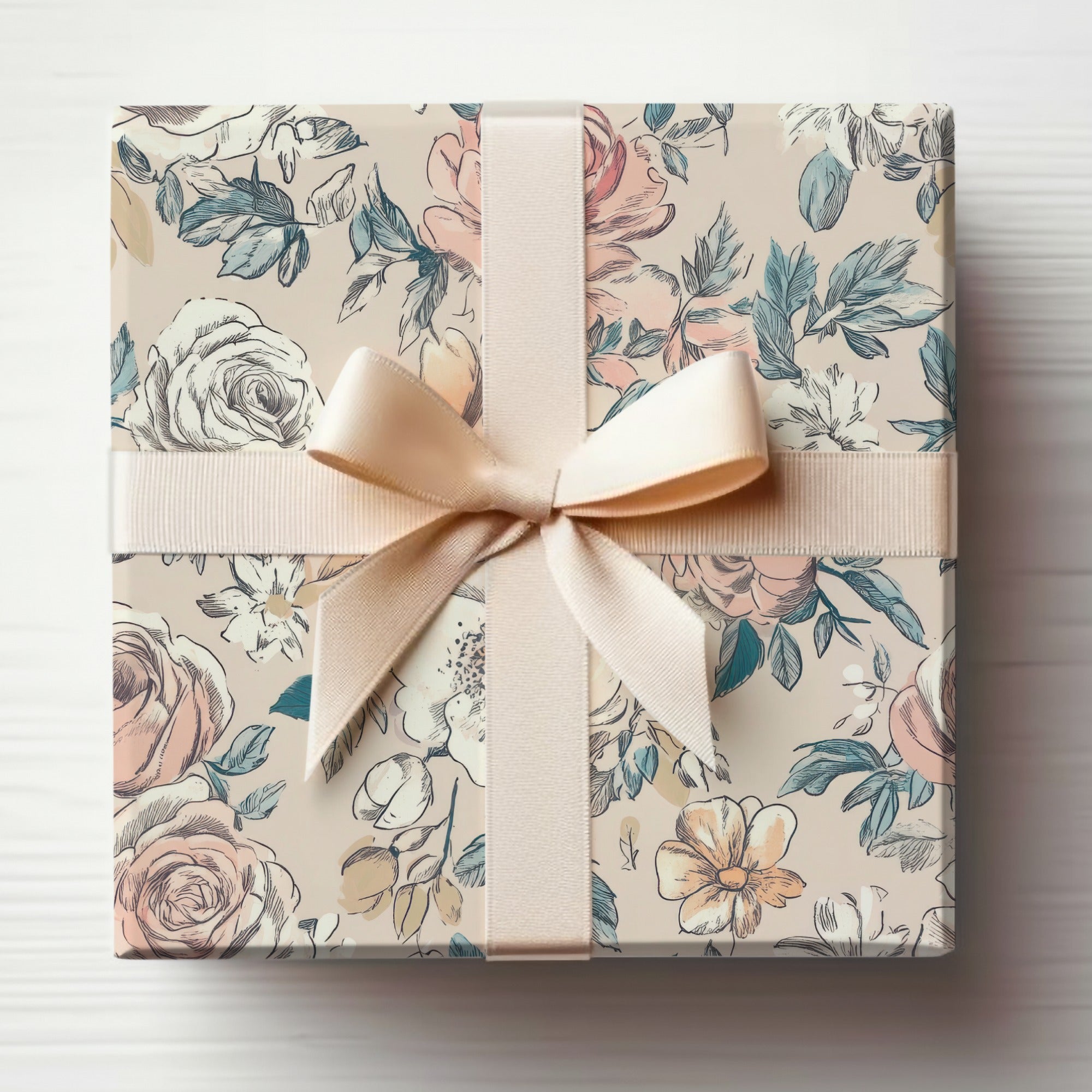 Elegant Floral Gift Box with Ribbon Design