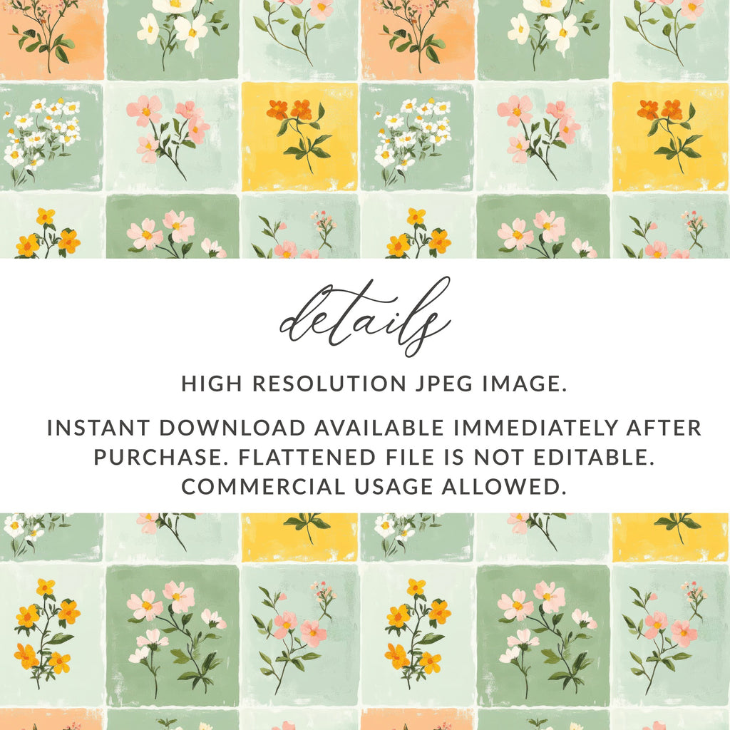 Floral Patchwork Digital Download Printable Wall Art