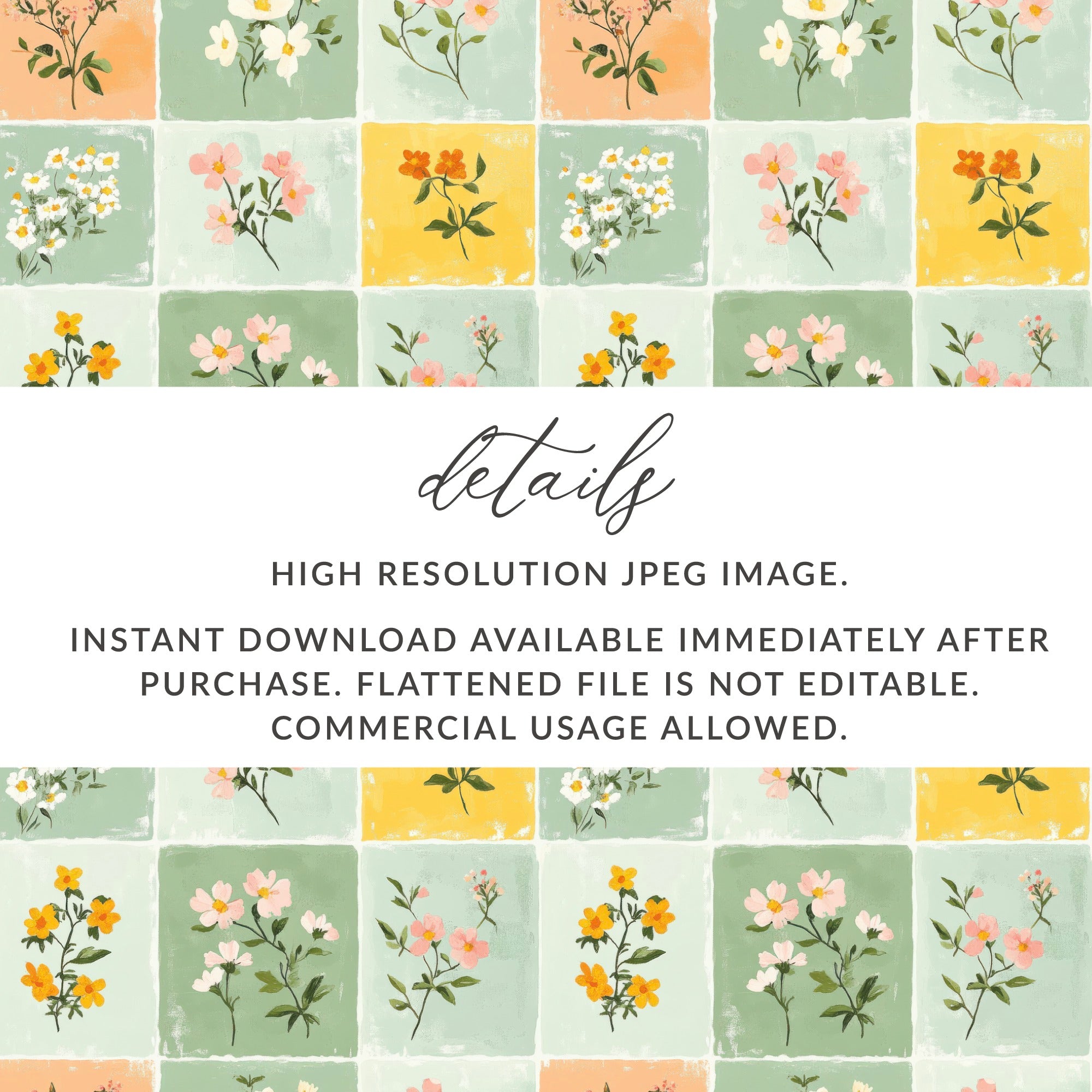Floral Patchwork Digital Download Printable Wall Art