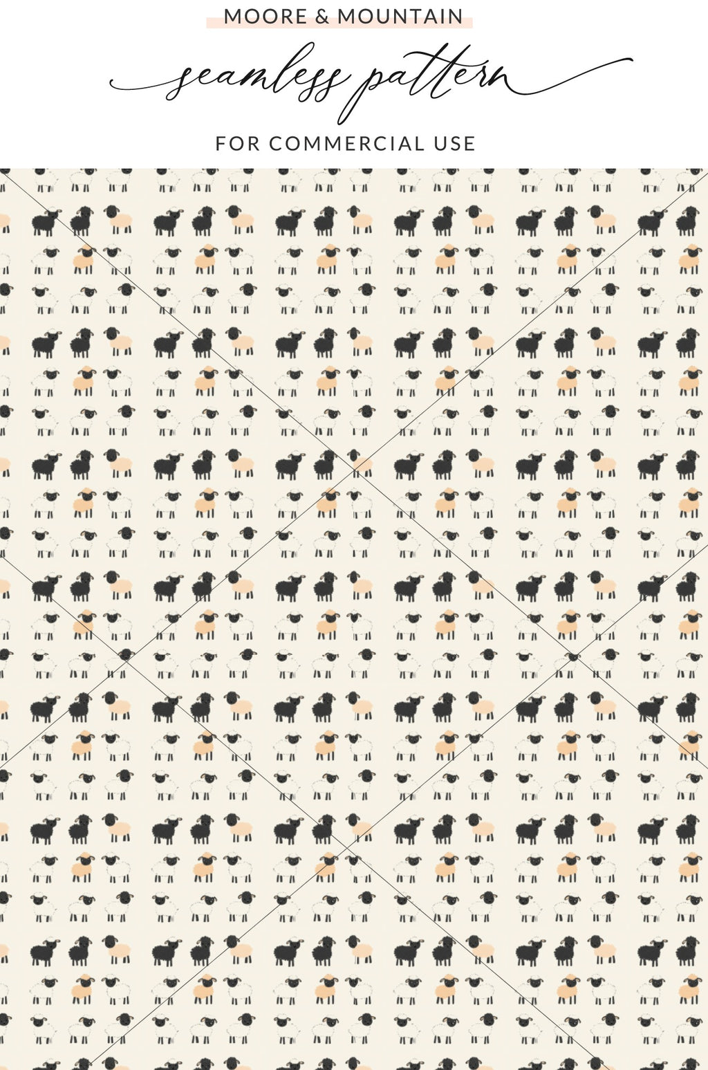 MOORE & MOUNTAIN black white sheep seamless pattern product type