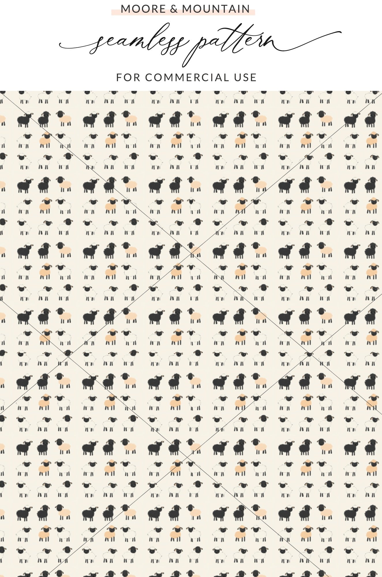 MOORE & MOUNTAIN black white sheep seamless pattern product type