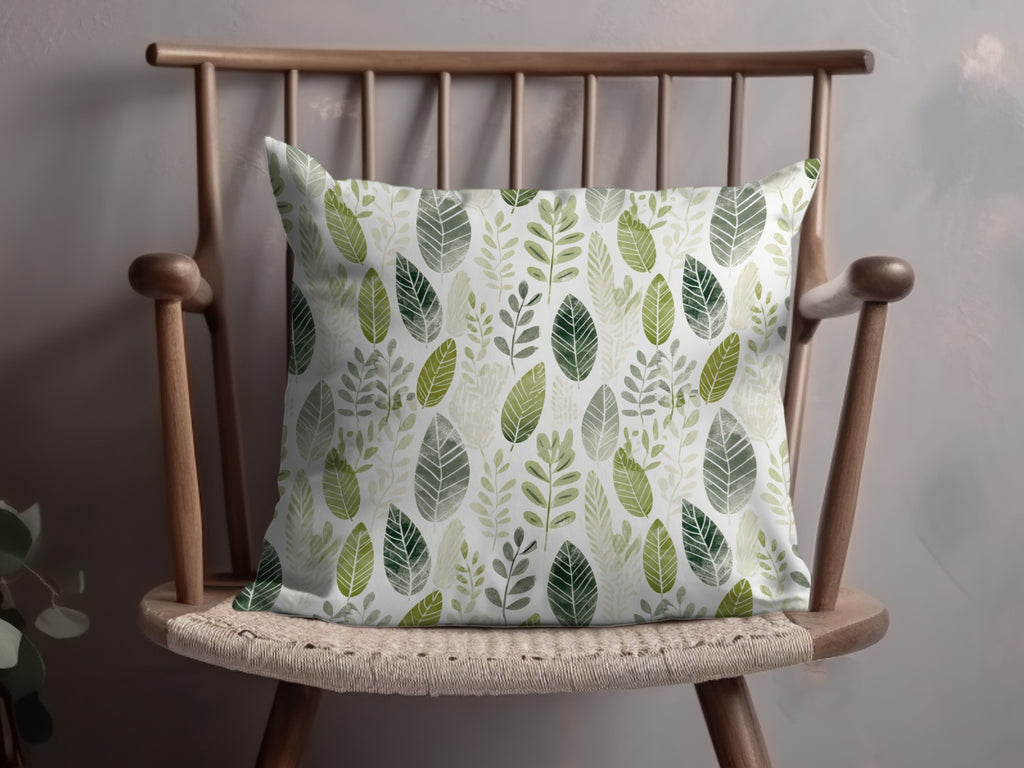 Green Leaf Pattern Decorative Cushion for Home Decor