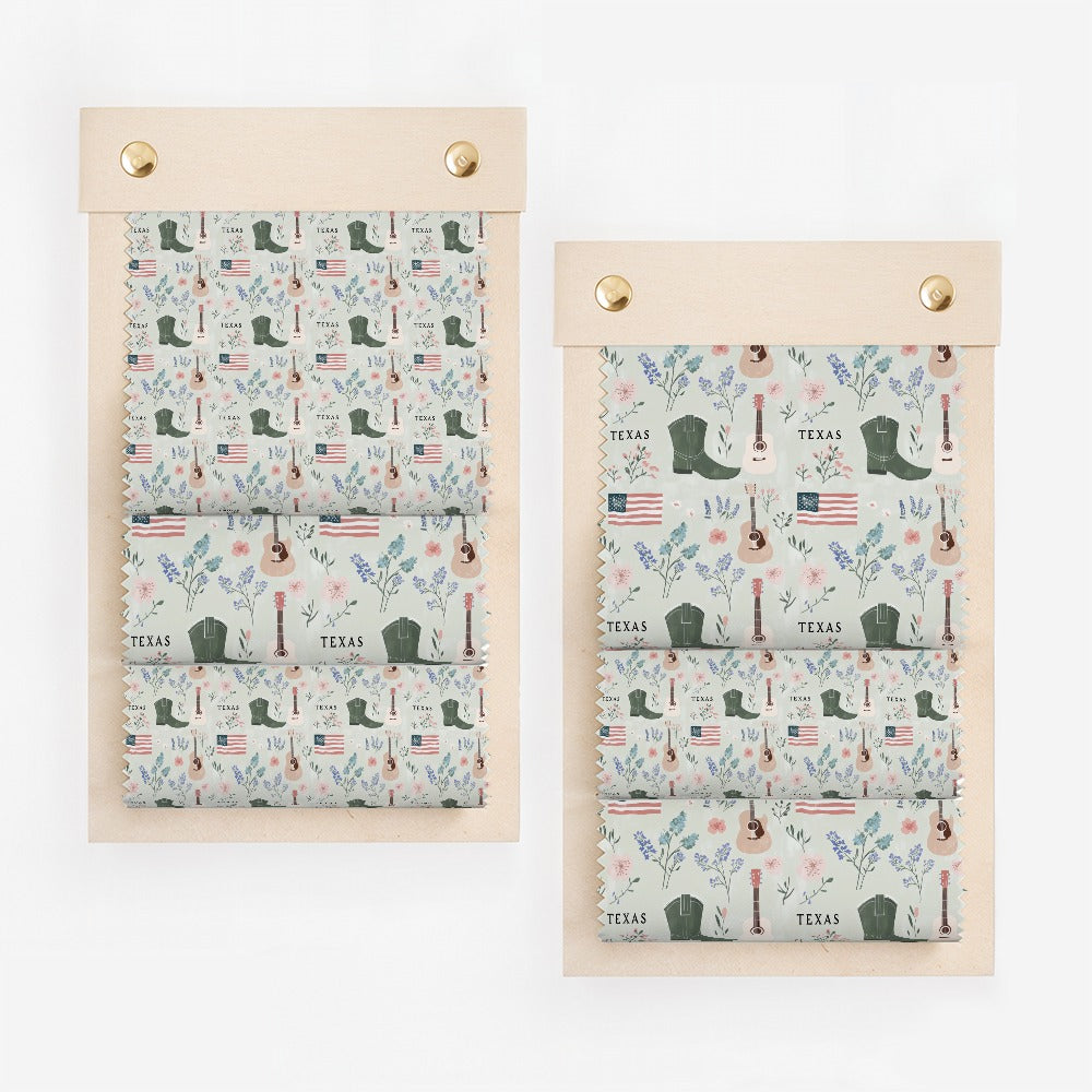 Texas Themed Fabric with Western Icons Design Fabric