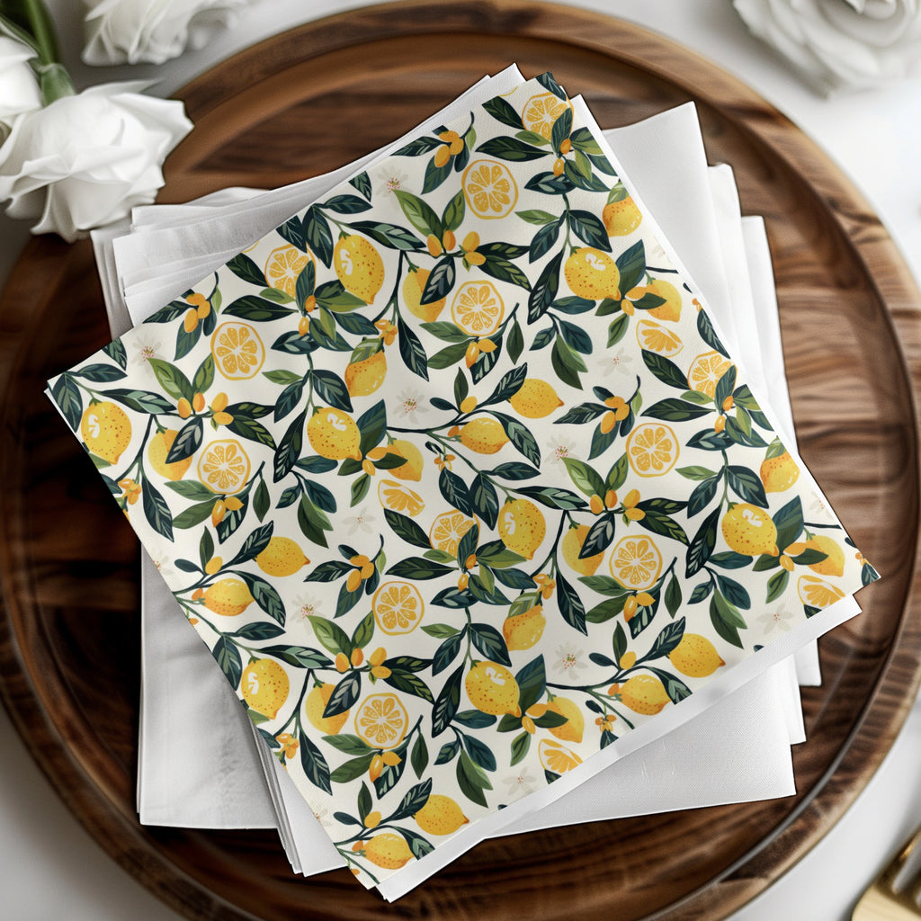Vibrant Lemon Pattern Napkins for Stylish Table Setting