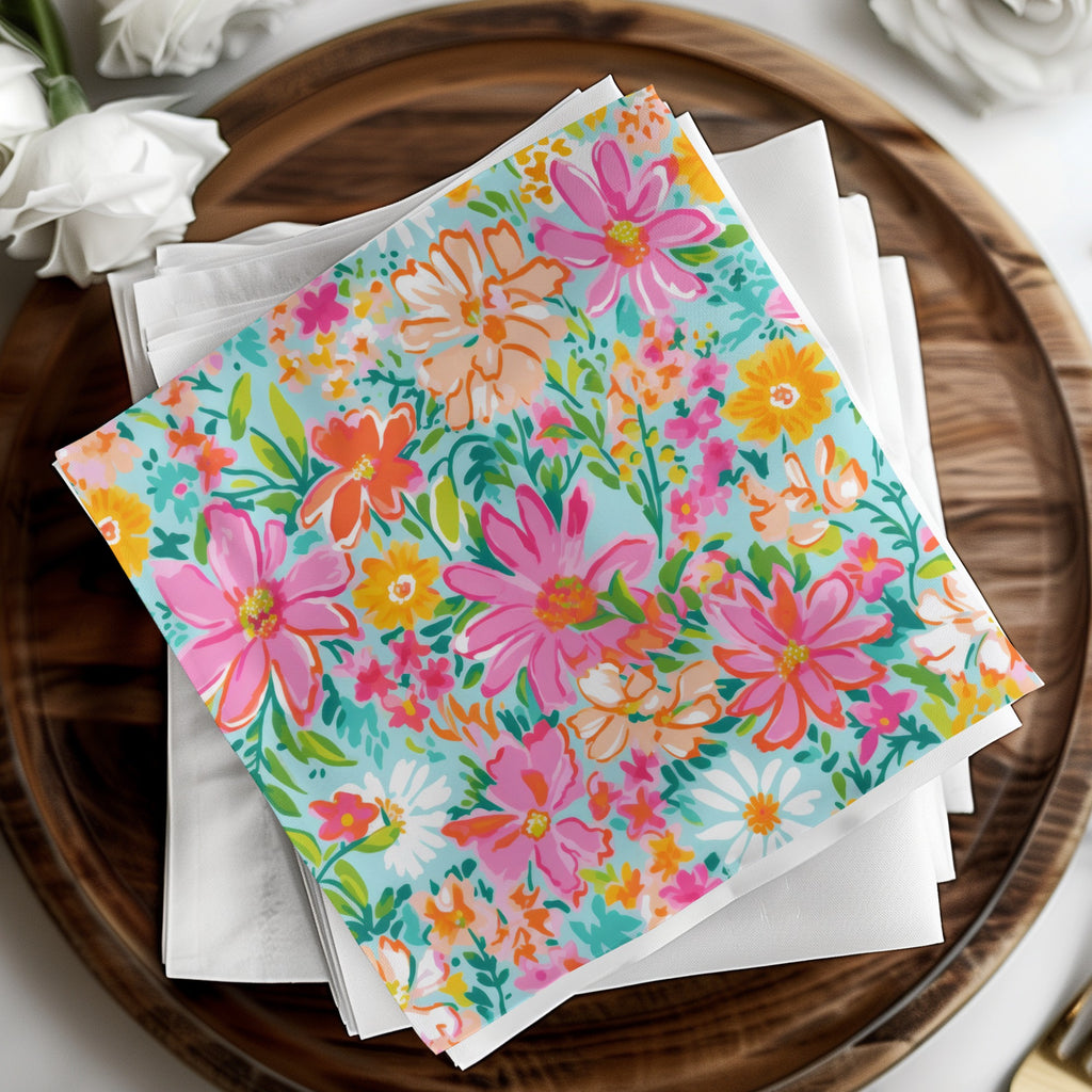 Vibrant and Colorful Floral Design Napkin Product