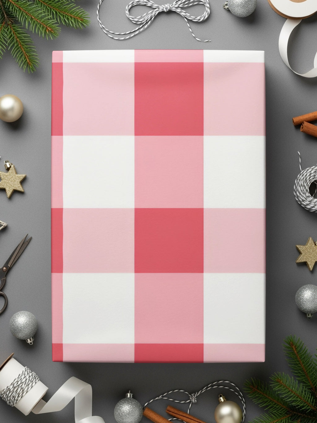 Festive Red and Pink Checkered Wrapping Paper