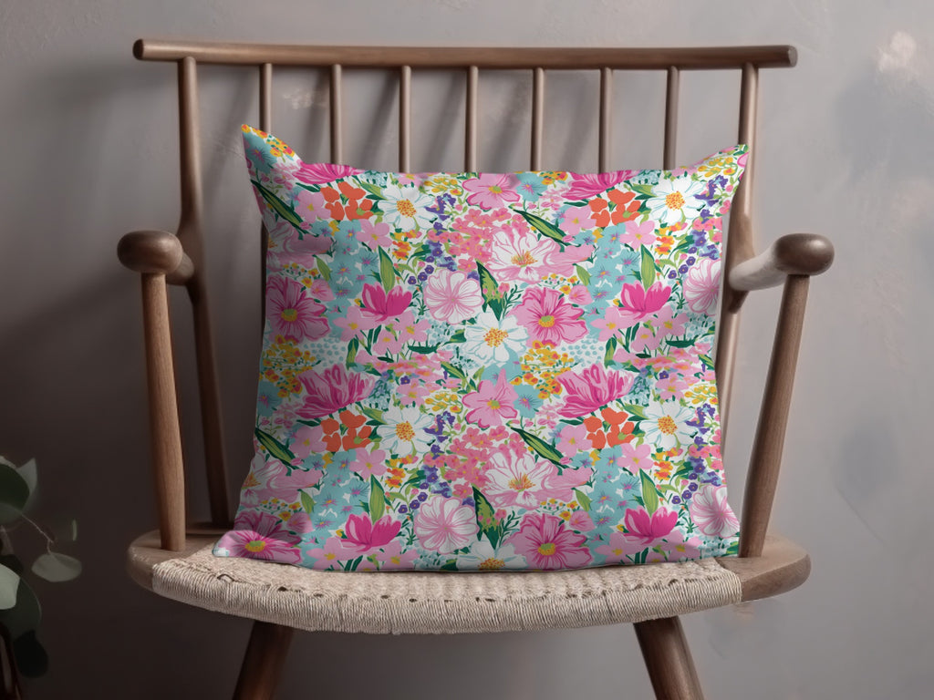 Colorful Floral Pattern Throw Pillow for Home Decor