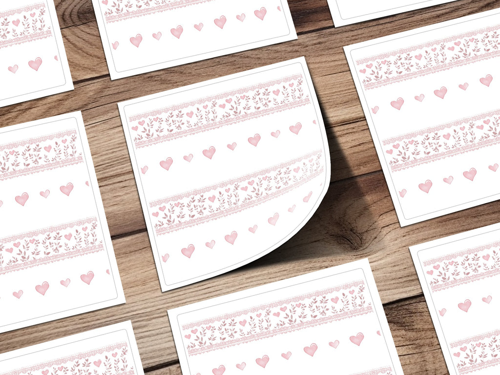 Elegant Heart and Floral Pattern Sticker Sheet