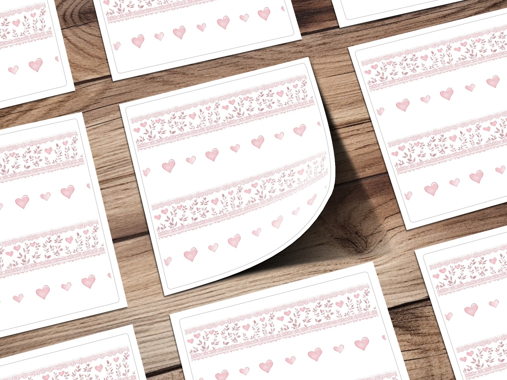 Elegant Heart and Floral Pattern Sticker Sheet