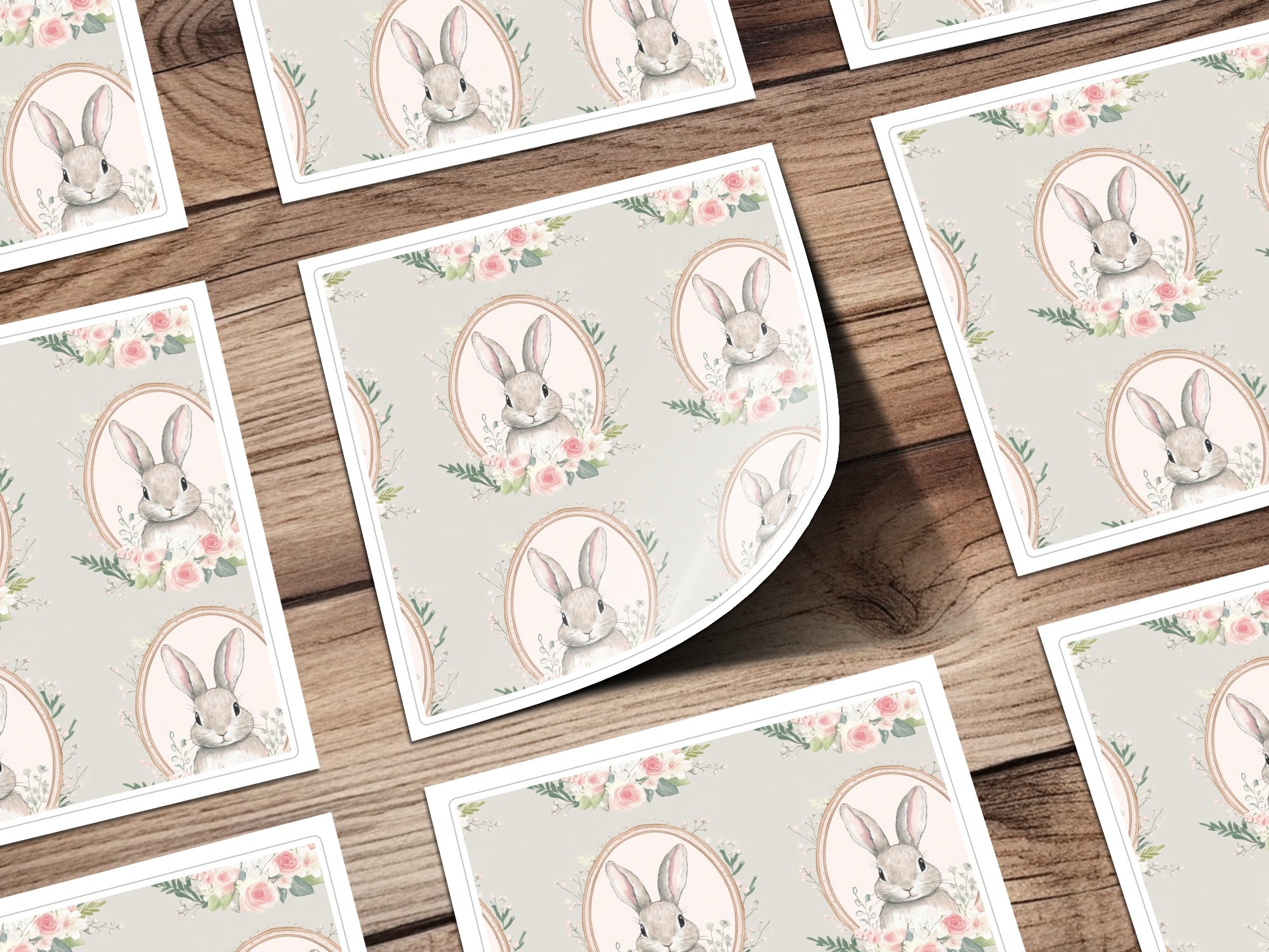 Cute Bunny and Floral Pattern Sheet Decorative Paper