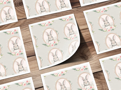 Cute Bunny and Floral Pattern Sheet Decorative Paper
