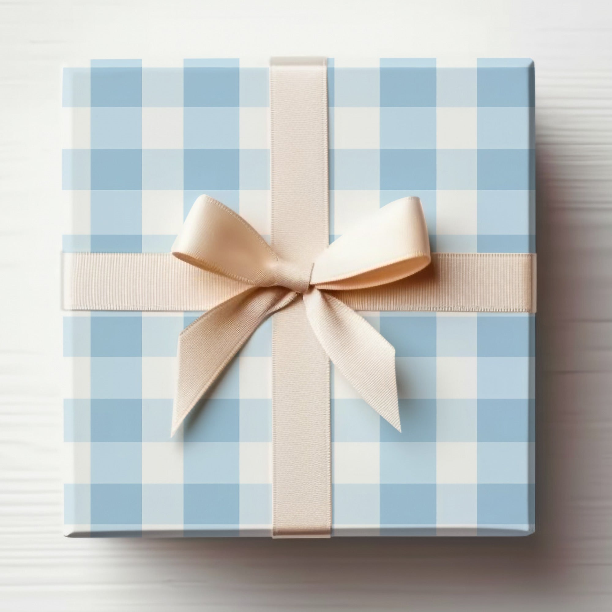 Blue and White Gingham Patterned Gift Box Product
