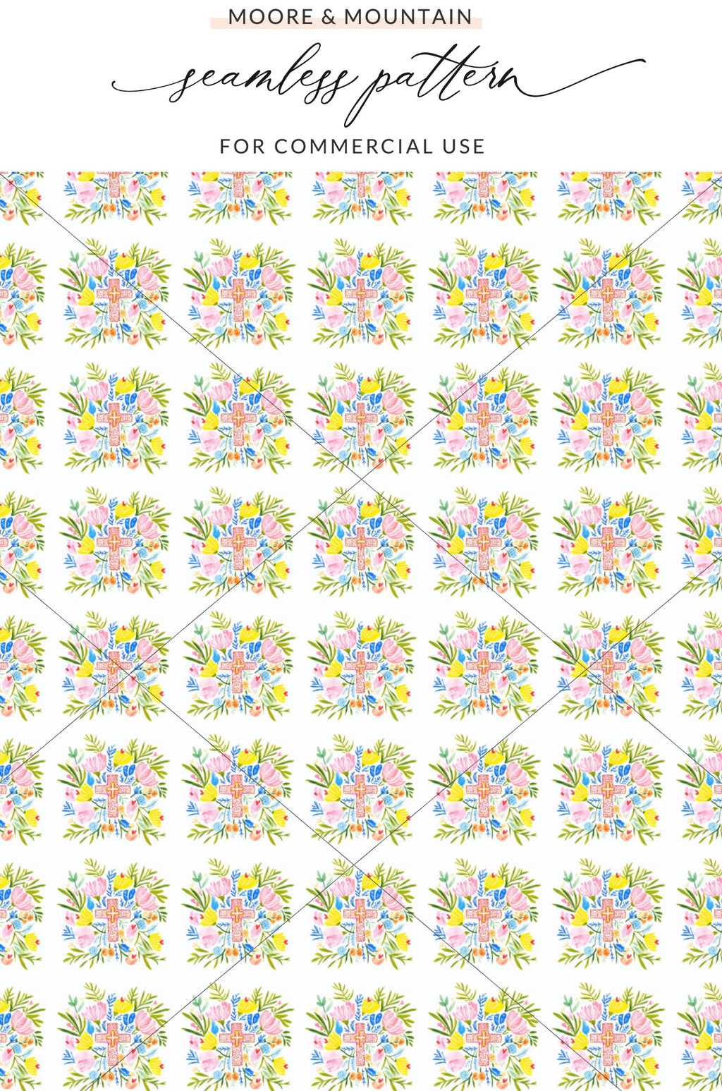 Watercolor Floral Cross Seamless Pattern Vibrant Design product type
Floral Pattern, Cross Design, Seamless Repeat, Watercolor Art, Spring Flowers, Easter Theme, Digital Paper, Fabric Print, Christian Cross, Hand Drawn, Pink Yellow, Blue Green, White Background, Religious Design, Flower Pattern, Graphic Design, Craft Supply, Spiritual Art, Textile Print, Artistic Pattern