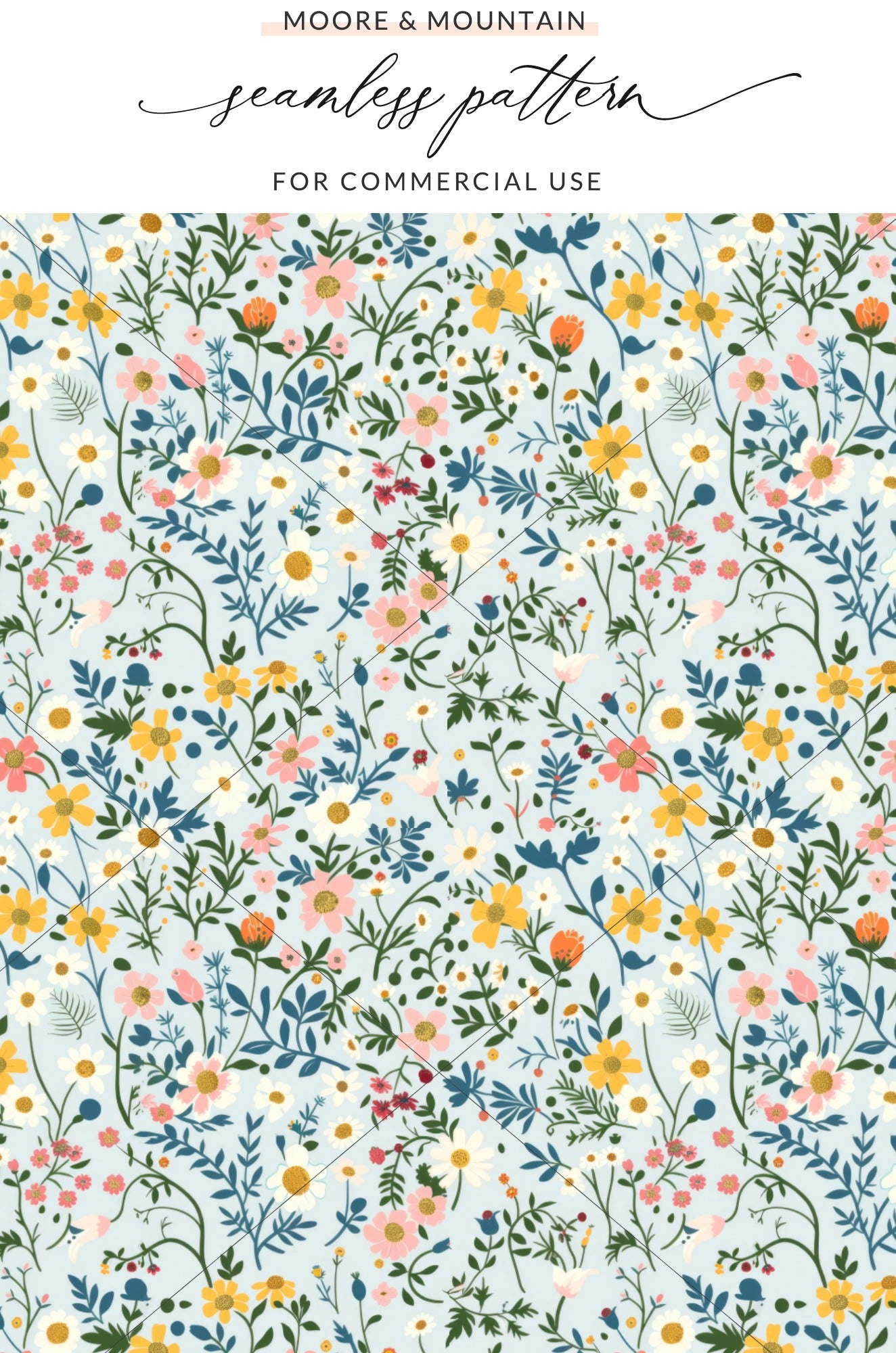 Colorful Floral Seamless Pattern for Commercial Use
