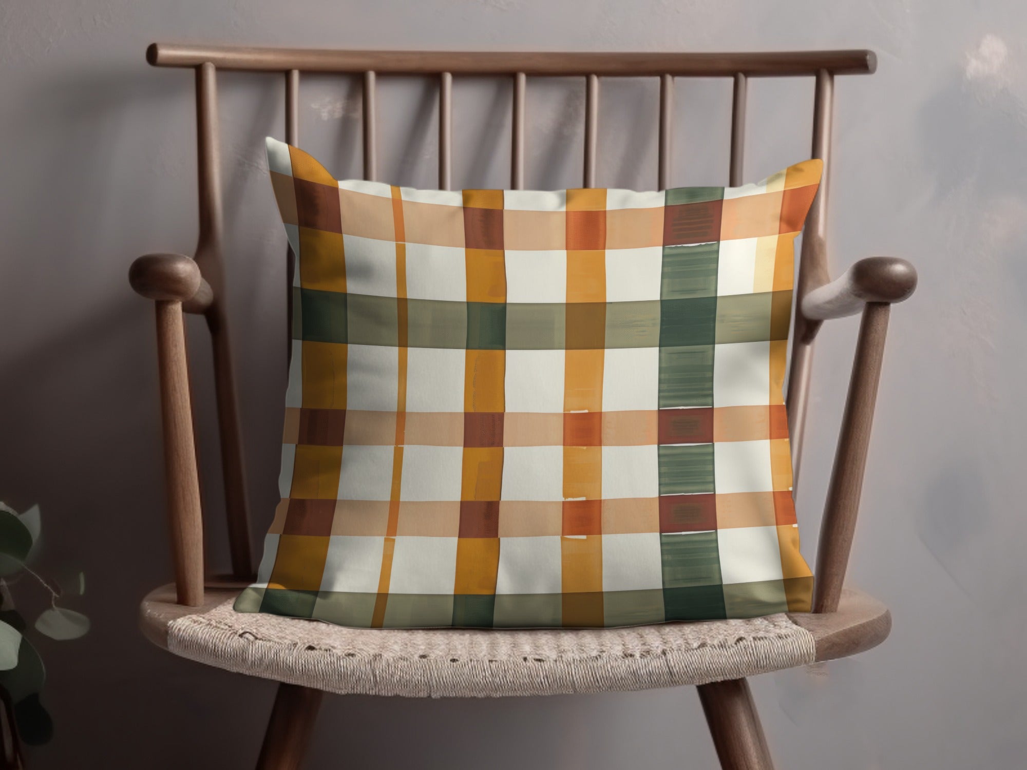 Colorful Plaid Decorative Square Throw Pillow product