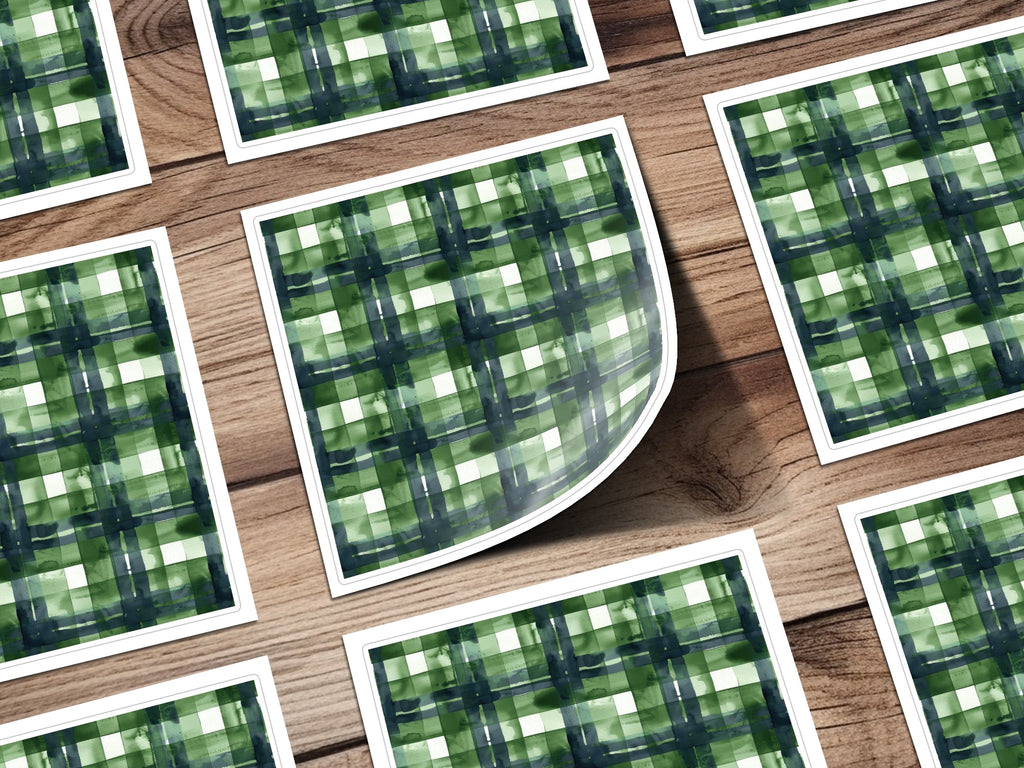 Green and Blue Plaid Pattern Design Sticker Sheet