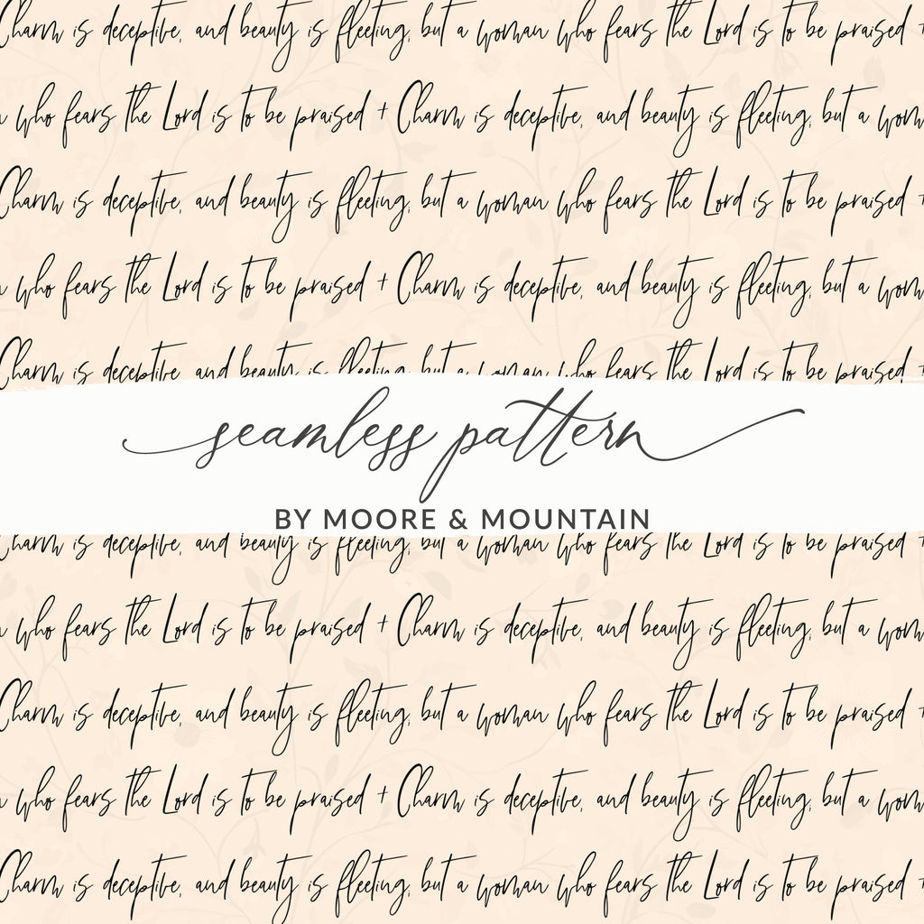 Charm and Beauty Bible Verse Seamless Pattern Design