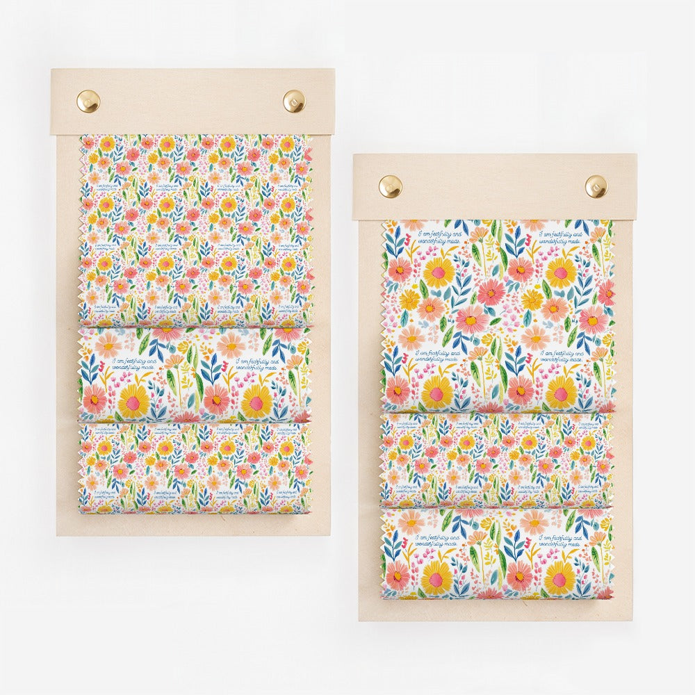 Vibrant Floral Patterns with Positive Quotes Fabric