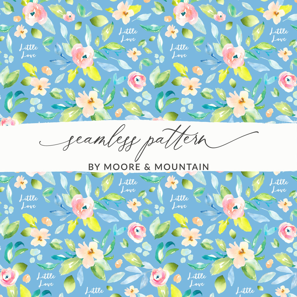 Little Love Blue Floral Seamless Pattern by Moore & Mountain