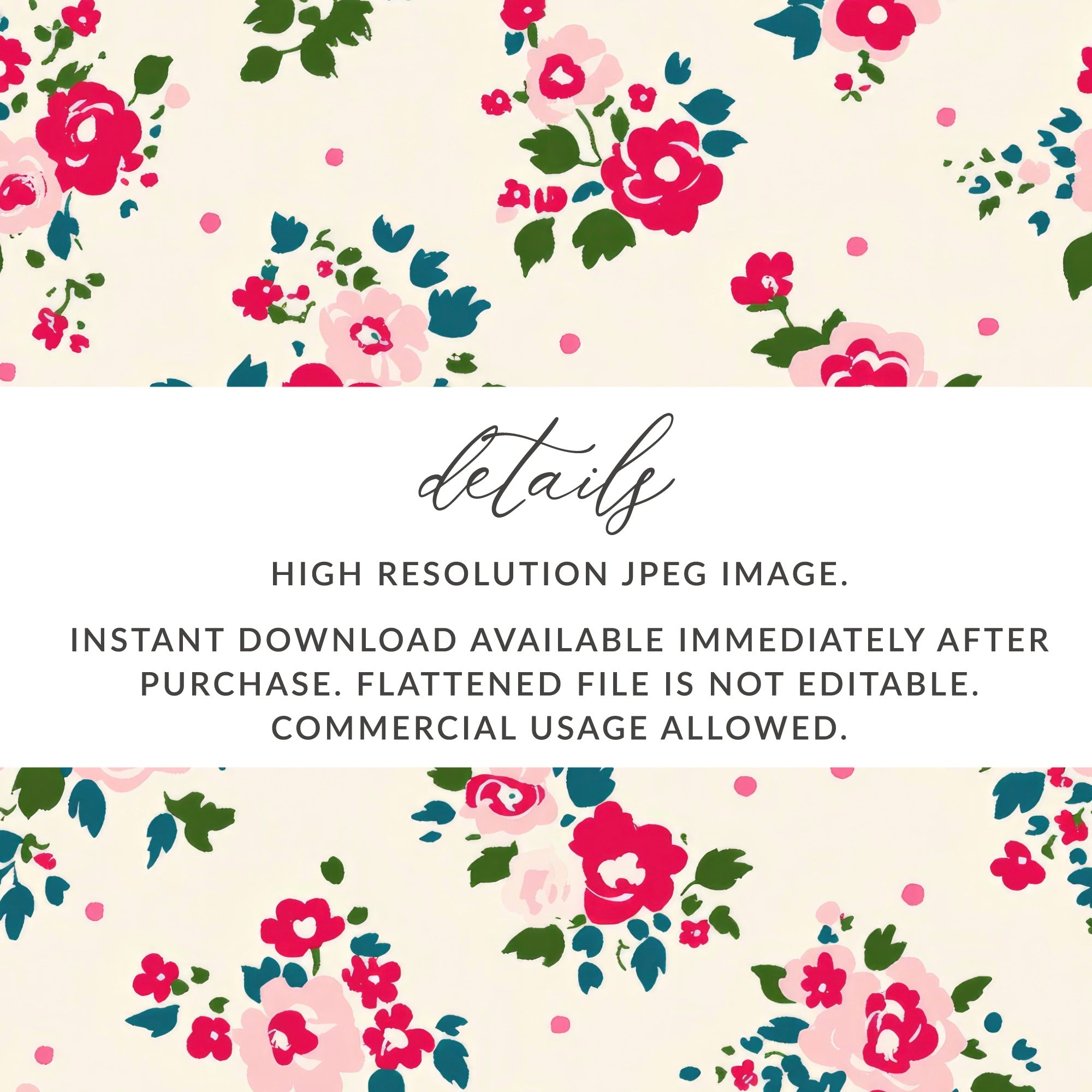 High Resolution Floral Pattern JPEG Instant Download