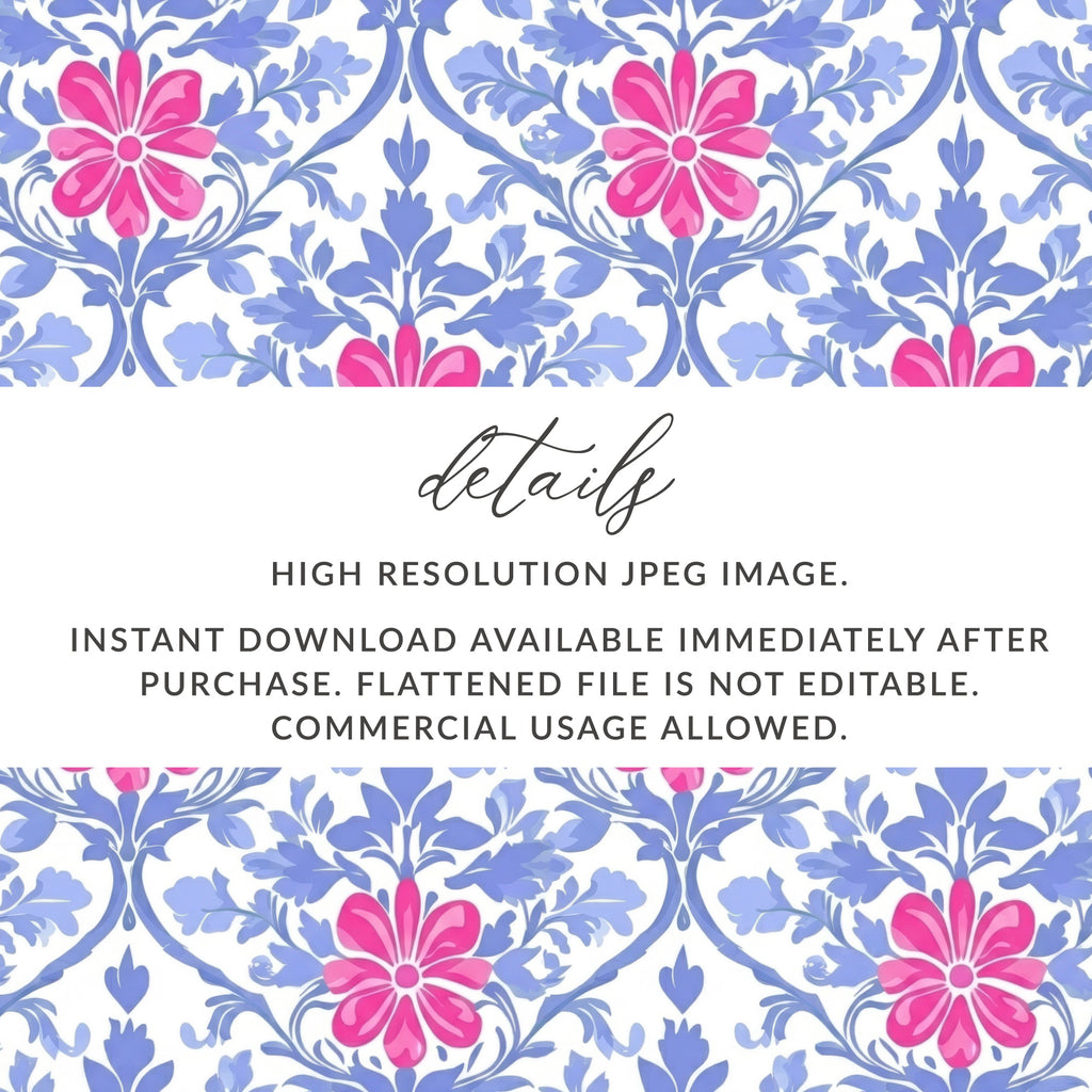 Floral pattern with text about instant download.