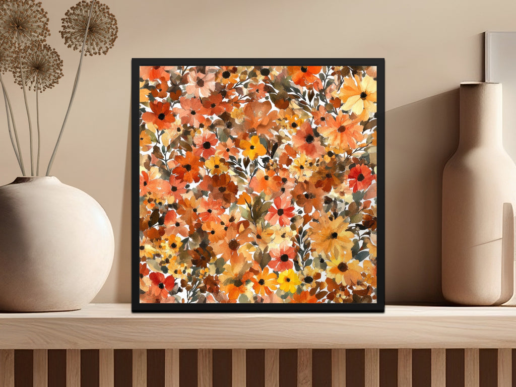 Vibrant Autumn Floral Art Print for Home Decoration