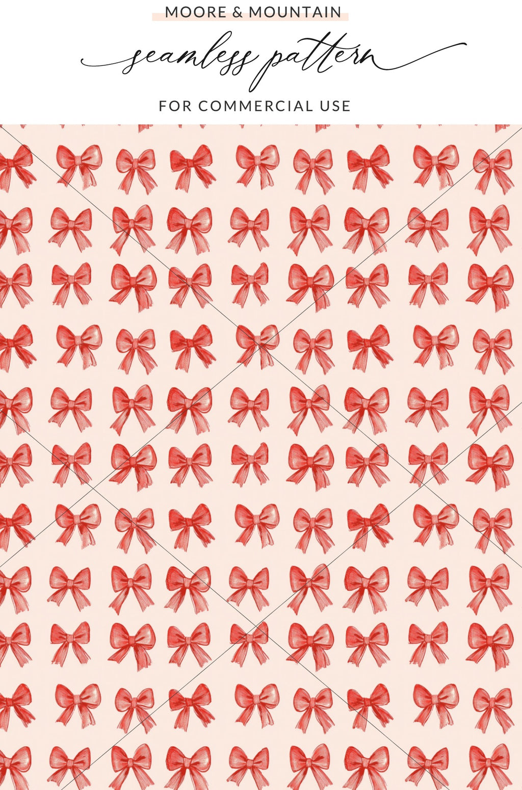 Red Bow Pattern for Commercial Use Digital Print