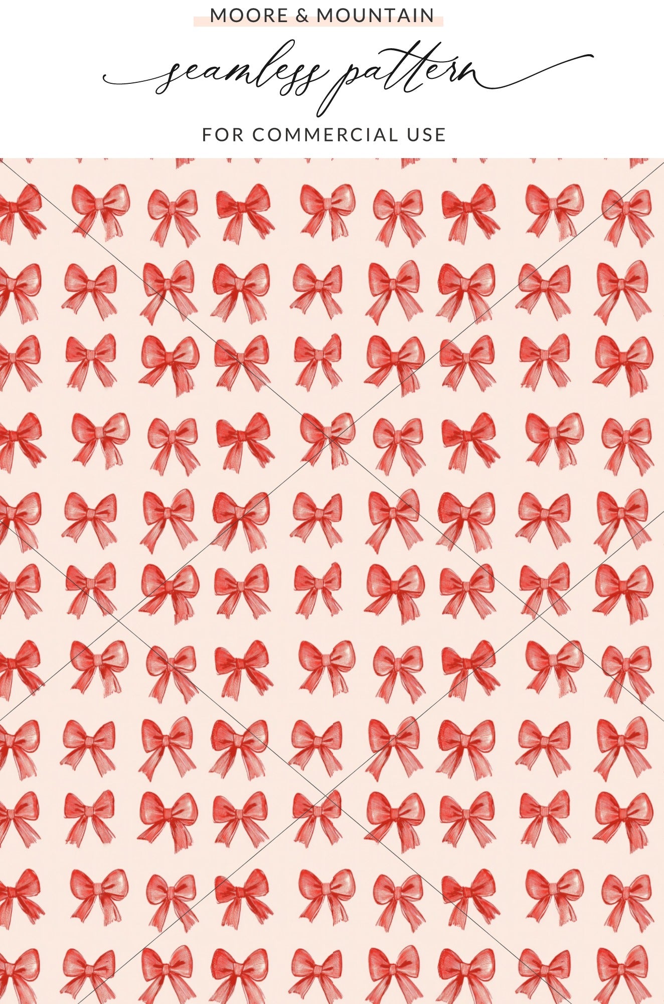 Red Bow Pattern for Commercial Use Digital Print