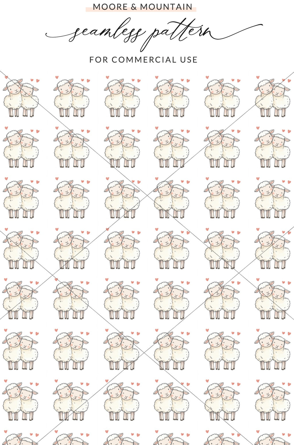 Cute Sheep Hearts Seamless Pattern Product Type