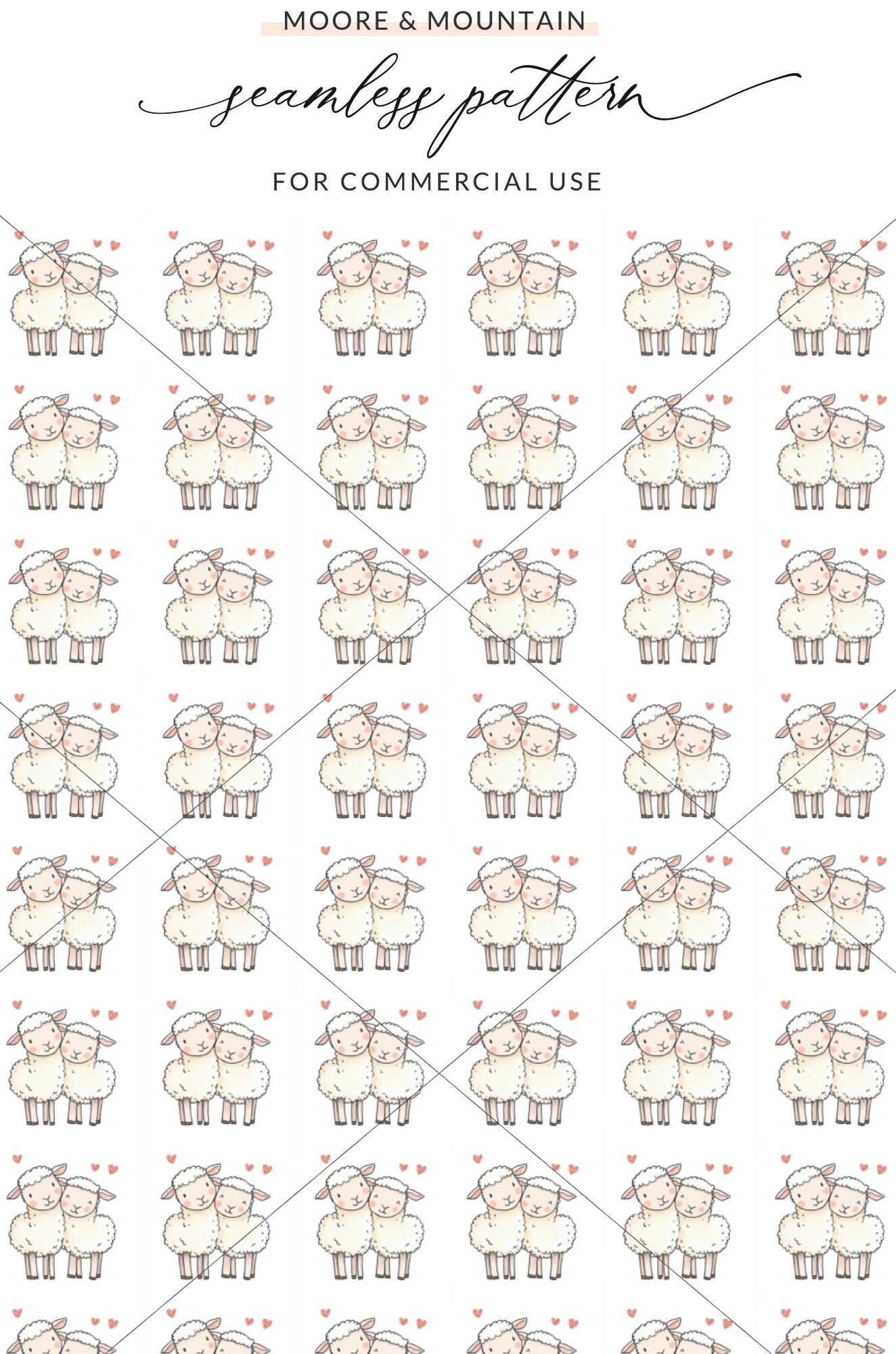 Cute Sheep Hearts Seamless Pattern Product Type