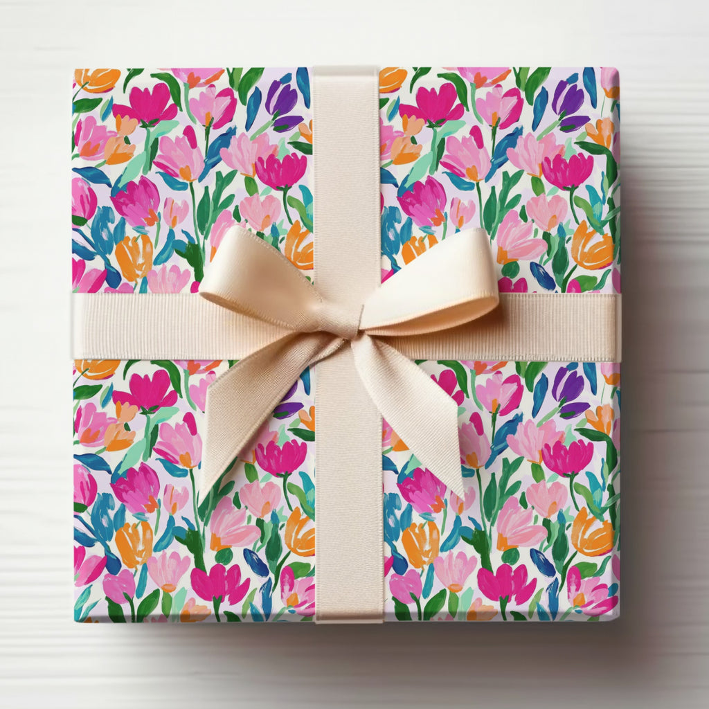 Vibrant Floral Gift Box with Colorful Flower Pattern